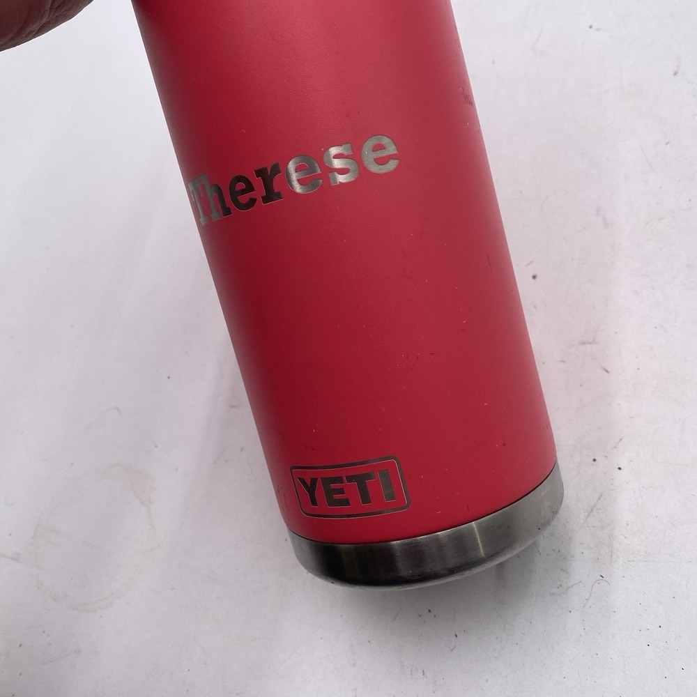 Yeti Rambler 36 OZ Bottle Bimini Pink Chug Cap SEE PICS SHOWS WEAR ENGRAVED - Picture 3 of 16